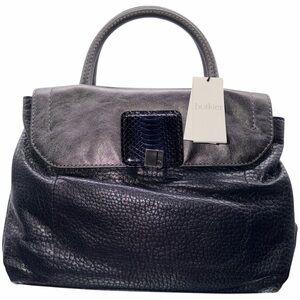 NWT Botkier “Brando Satchel” Gunmetal Leather Handbag Convertible Strap Purse